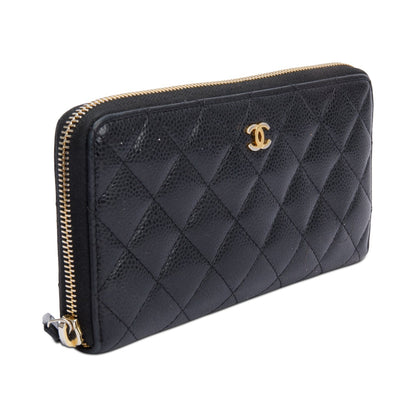 Chanel Black Caviar Leather Classic Long Zipped Wallet