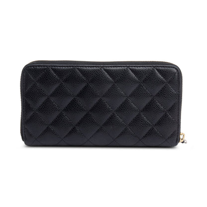 Chanel Black Caviar Leather Classic Long Zipped Wallet