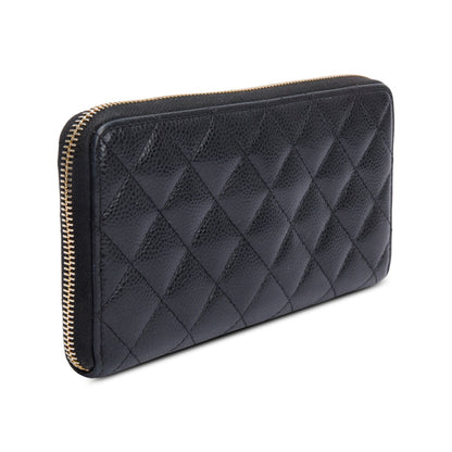 Chanel Black Caviar Leather Classic Long Zipped Wallet