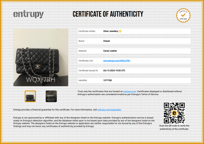 Chanel Black Caviar Leather Classic Medium Double Flap Bag