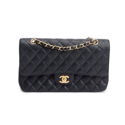 Chanel Black Caviar Leather Classic Medium Double Flap Bag