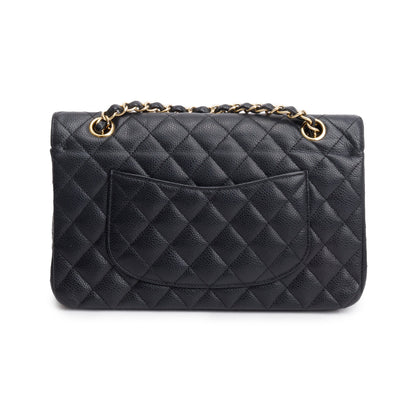 Chanel Black Caviar Leather Classic Medium Double Flap Bag