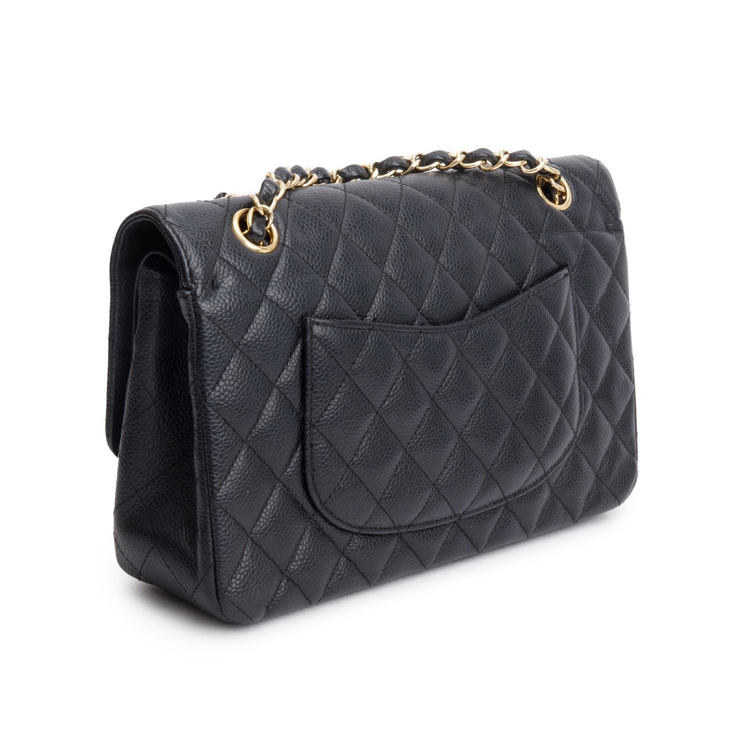 Chanel Black Caviar Leather Classic Medium Double Flap Bag