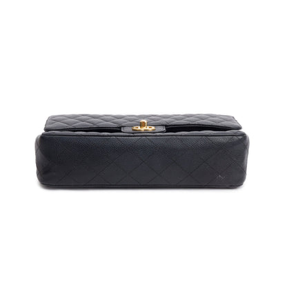 Chanel Black Caviar Leather Classic Medium Double Flap Bag