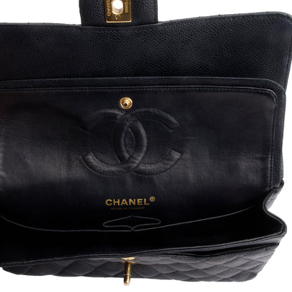 Chanel Black Caviar Leather Classic Medium Double Flap Bag