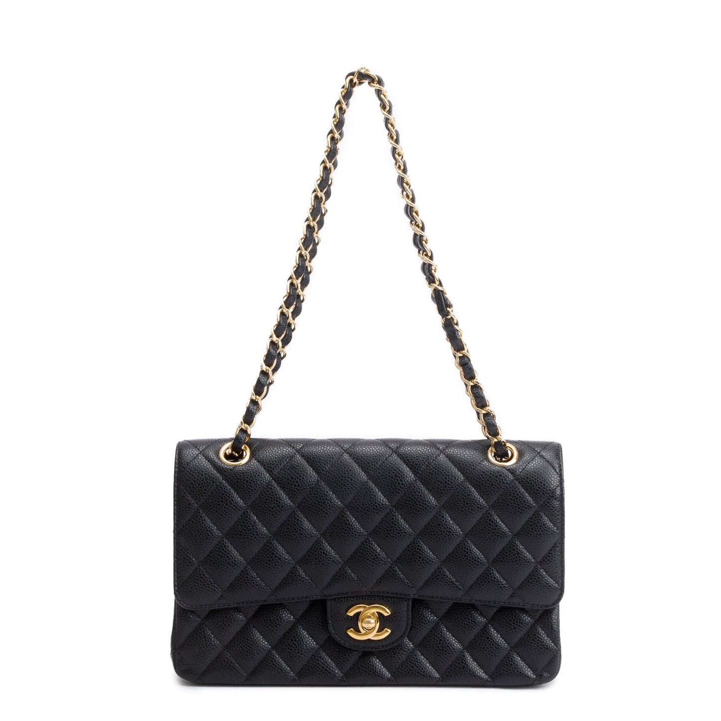 Chanel Black Caviar Leather Classic Medium Double Flap Bag