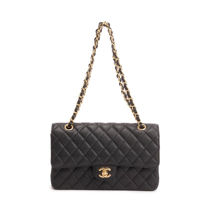 Chanel Black Caviar Leather Classic Medium Double Flap Bag