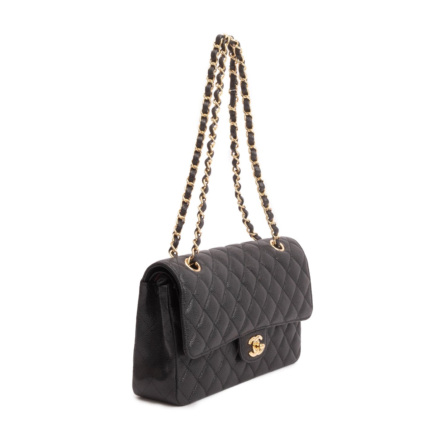 Chanel Black Caviar Leather Classic Medium Double Flap Bag