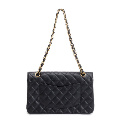 Chanel Black Caviar Leather Classic Medium Double Flap Bag