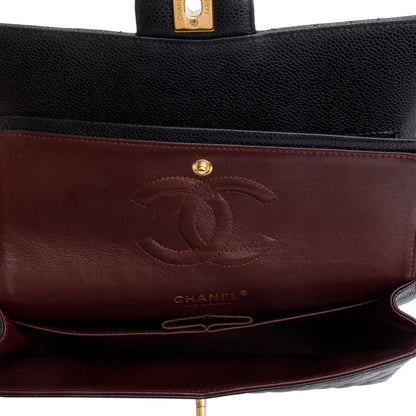 Chanel Black Caviar Leather Classic Medium Double Flap Bag