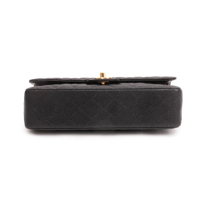 Chanel Black Caviar Leather Classic Medium Double Flap Bag