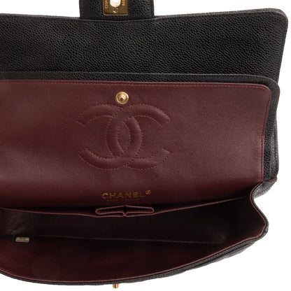 Chanel Black Caviar Leather Classic Medium Double Flap Bag