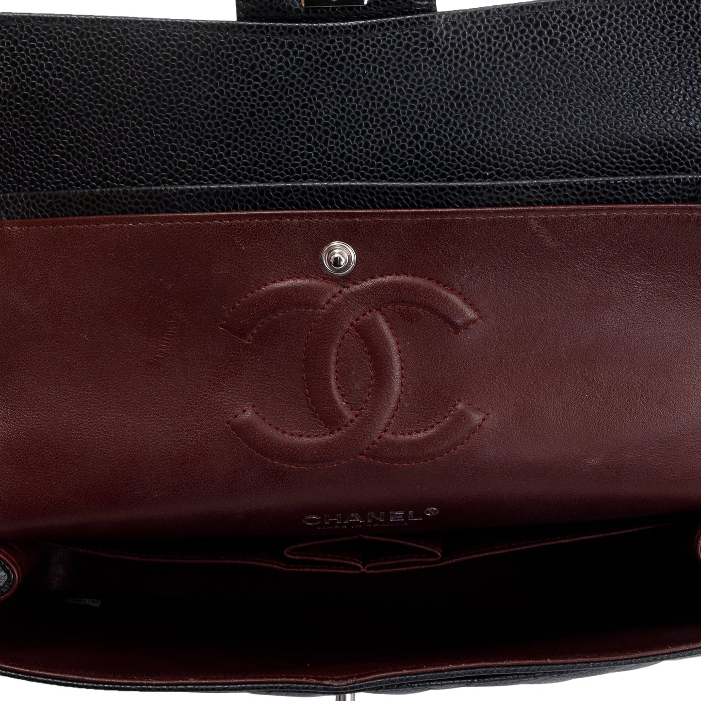 Chanel Black Caviar Leather Classic Medium Double Flap Bag