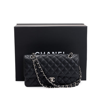 Chanel Black Caviar Leather Classic Medium Double Flap Bag