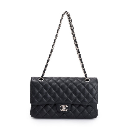 Chanel Black Caviar Leather Classic Medium Double Flap Bag