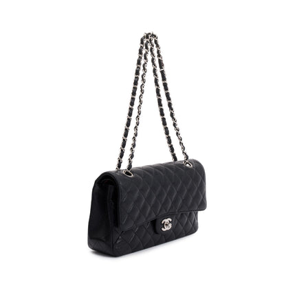 Chanel Black Caviar Leather Classic Medium Double Flap Bag
