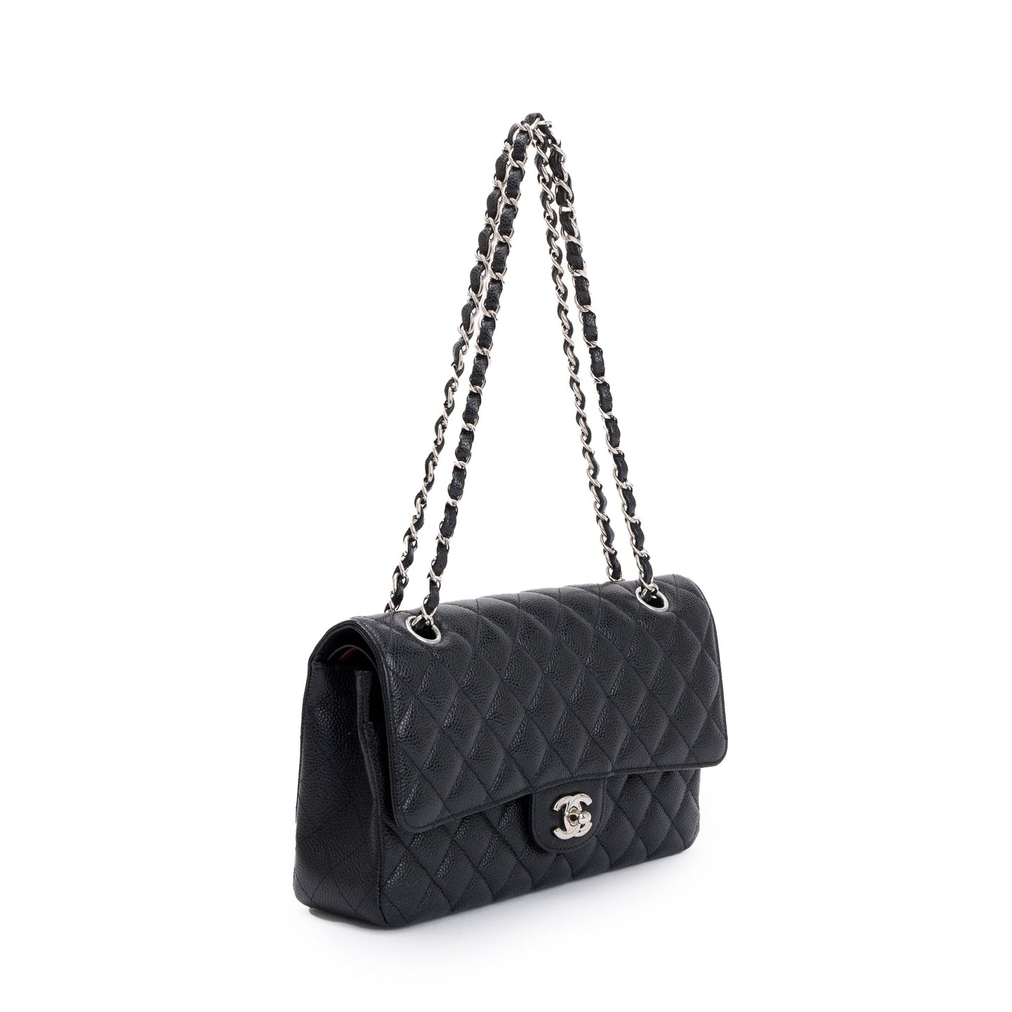 Chanel Black Caviar Leather Classic Medium Double Flap Bag