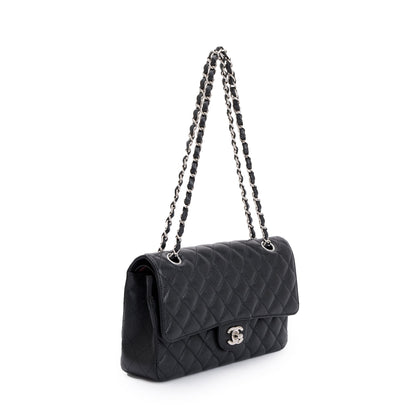Chanel Black Caviar Leather Classic Medium Double Flap Bag