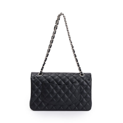 Chanel Black Caviar Leather Classic Medium Double Flap Bag