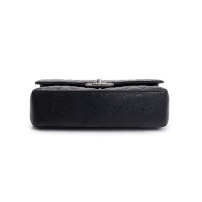 Chanel Black Caviar Leather Classic Medium Double Flap Bag