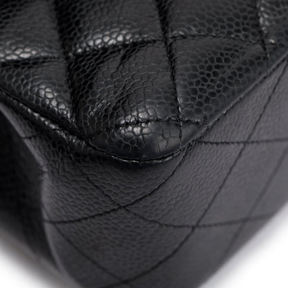 Chanel Black Caviar Leather Classic Medium Double Flap Bag