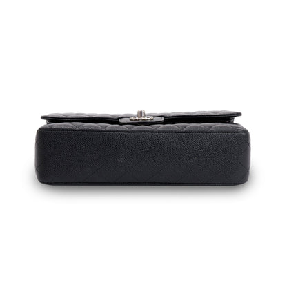 Chanel Black Caviar Leather Classic Medium Double Flap Bag