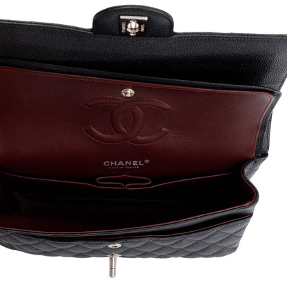 Chanel Black Caviar Leather Classic Medium Double Flap Bag