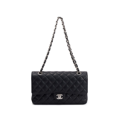 Chanel Black Caviar Leather Classic Medium Double Flap Bag