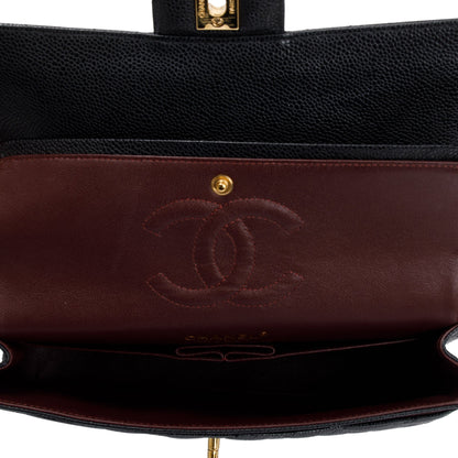 Chanel Black Caviar Leather Classic Medium Double Flap Bag