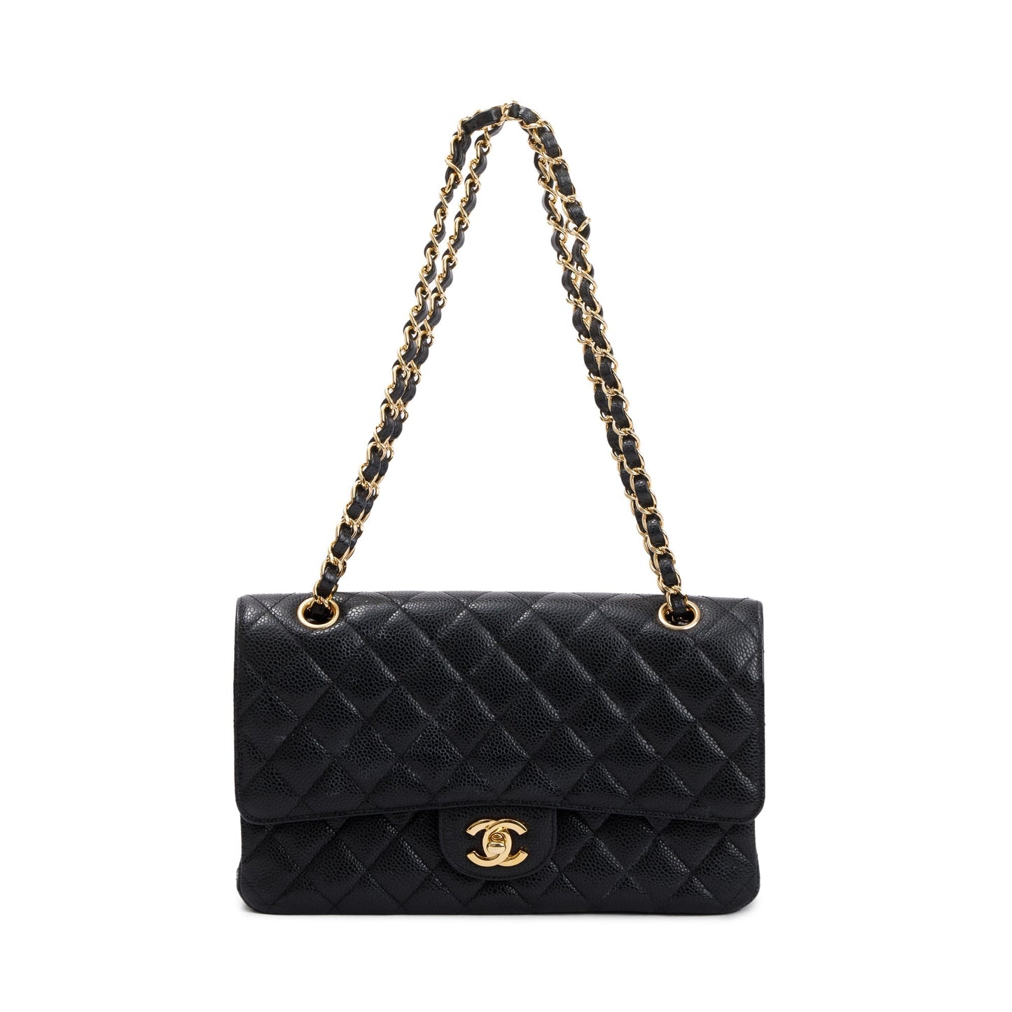 Chanel Black Caviar Leather Classic Medium Double Flap Bag