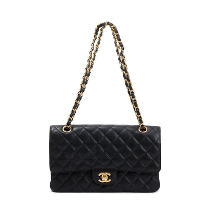 Chanel Black Caviar Leather Classic Medium Double Flap Bag