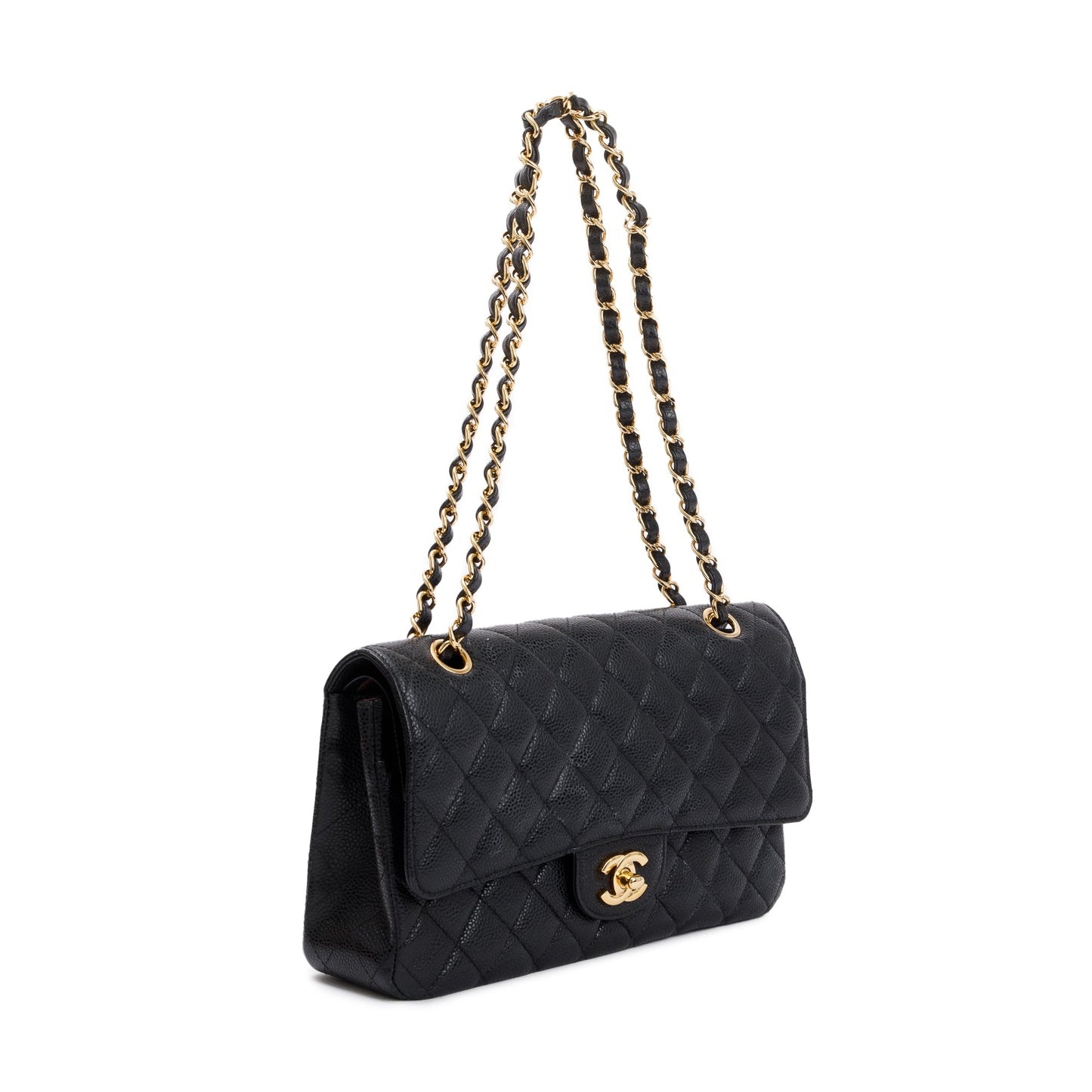 Chanel Black Caviar Leather Classic Medium Double Flap Bag