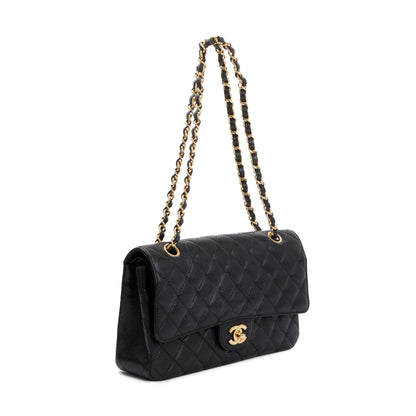 Chanel Black Caviar Leather Classic Medium Double Flap Bag