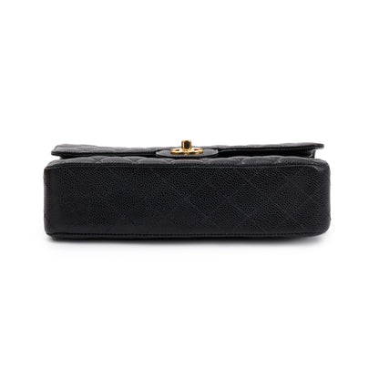 Chanel Black Caviar Leather Classic Medium Double Flap Bag