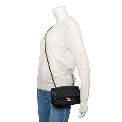 Chanel Black Caviar Leather Classic Mini Rectangular Flap Bag