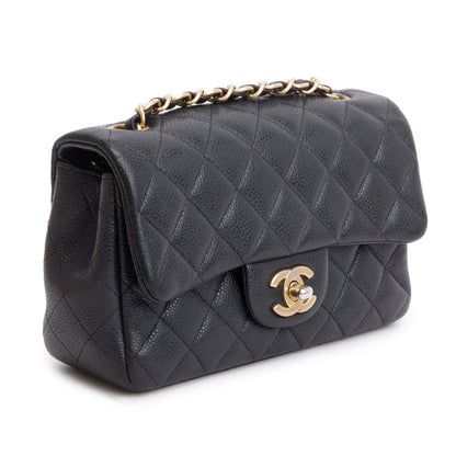 Chanel Black Caviar Leather Classic Mini Rectangular Flap Bag