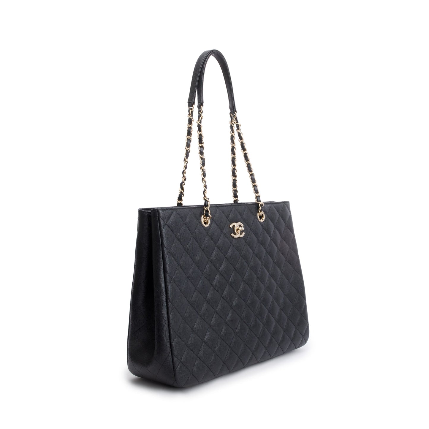 Chanel Black Caviar Leather Classic Timeless Large Shopping Tote