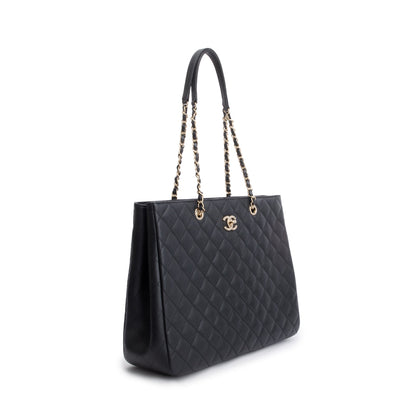 Chanel Black Caviar Leather Classic Timeless Large Shopping Tote