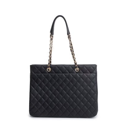 Chanel Black Caviar Leather Classic Timeless Large Shopping Tote