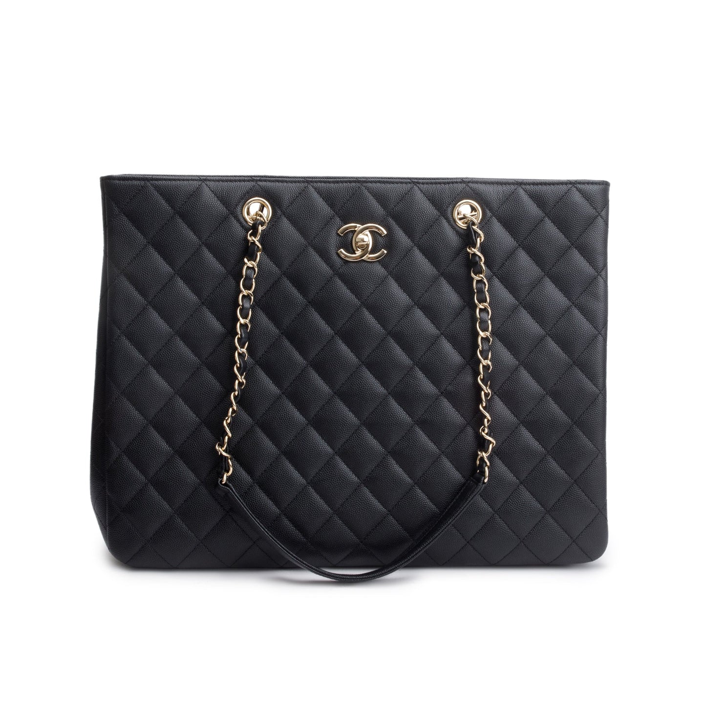 Chanel Black Caviar Leather Classic Timeless Large Shopping Tote