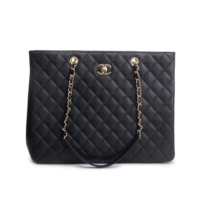 Chanel Black Caviar Leather Classic Timeless Large Shopping Tote