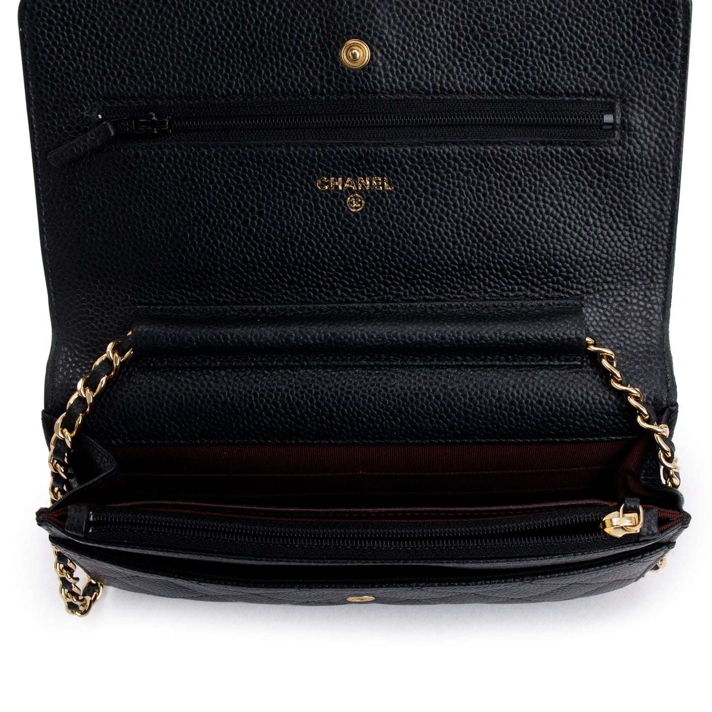Chanel Black Caviar Leather Classic Wallet on Chain