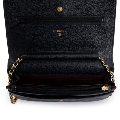 Chanel Black Caviar Leather Classic Wallet on Chain