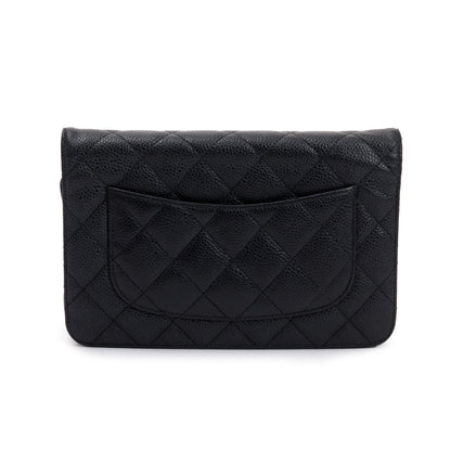 Chanel Black Caviar Leather Classic Wallet on Chain