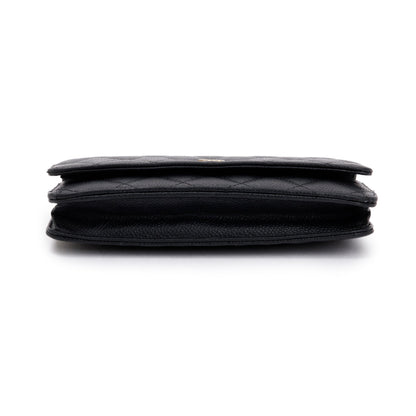 Chanel Black Caviar Leather Classic Wallet on Chain
