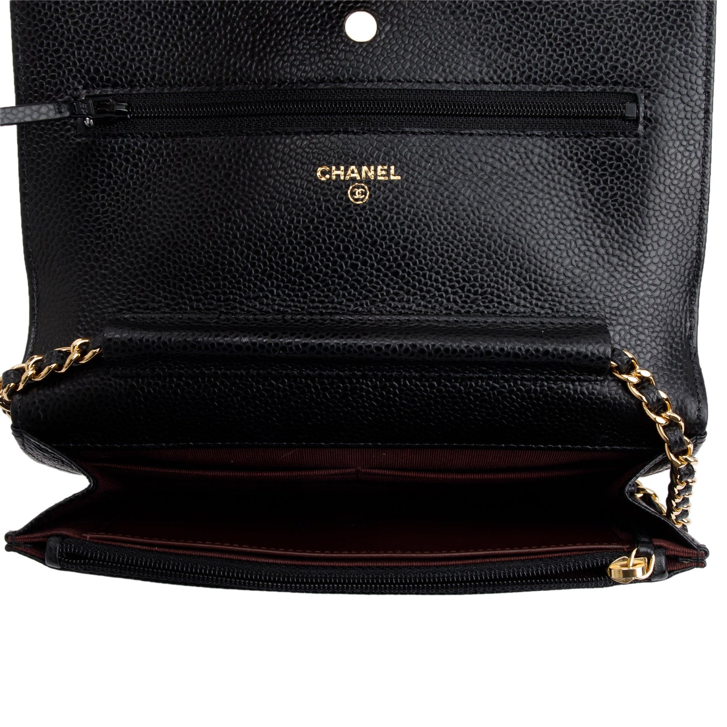 Chanel Black Caviar Leather Classic Wallet on Chain