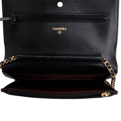 Chanel Black Caviar Leather Classic Wallet on Chain