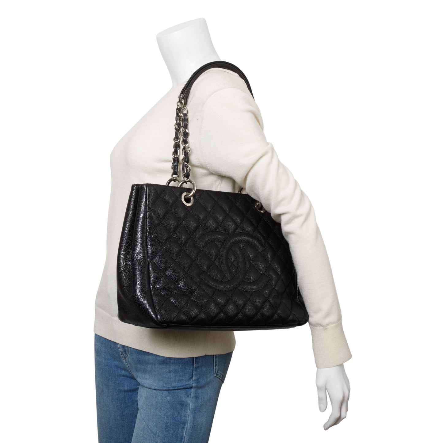 Chanel Black Caviar Leather Grand Shopping Tote (GST)