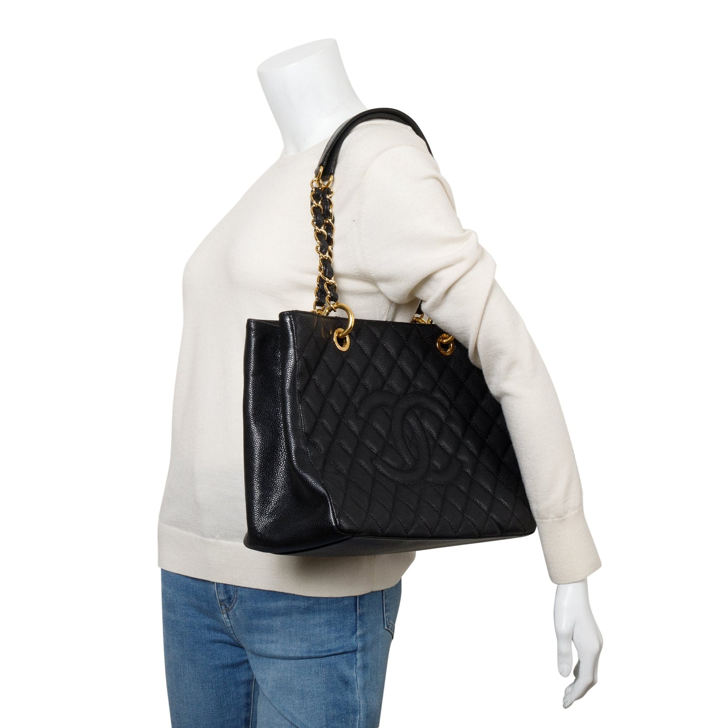 Chanel Black Caviar Leather Grand Shopping Tote (GST)