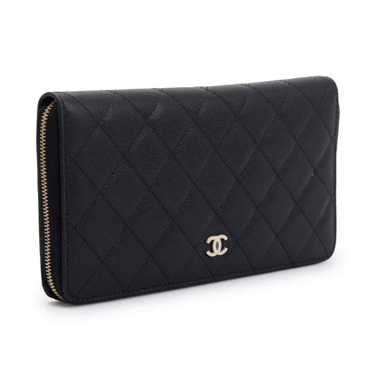 Chanel Black Caviar Leather Large Zip Around Organizer Wallet